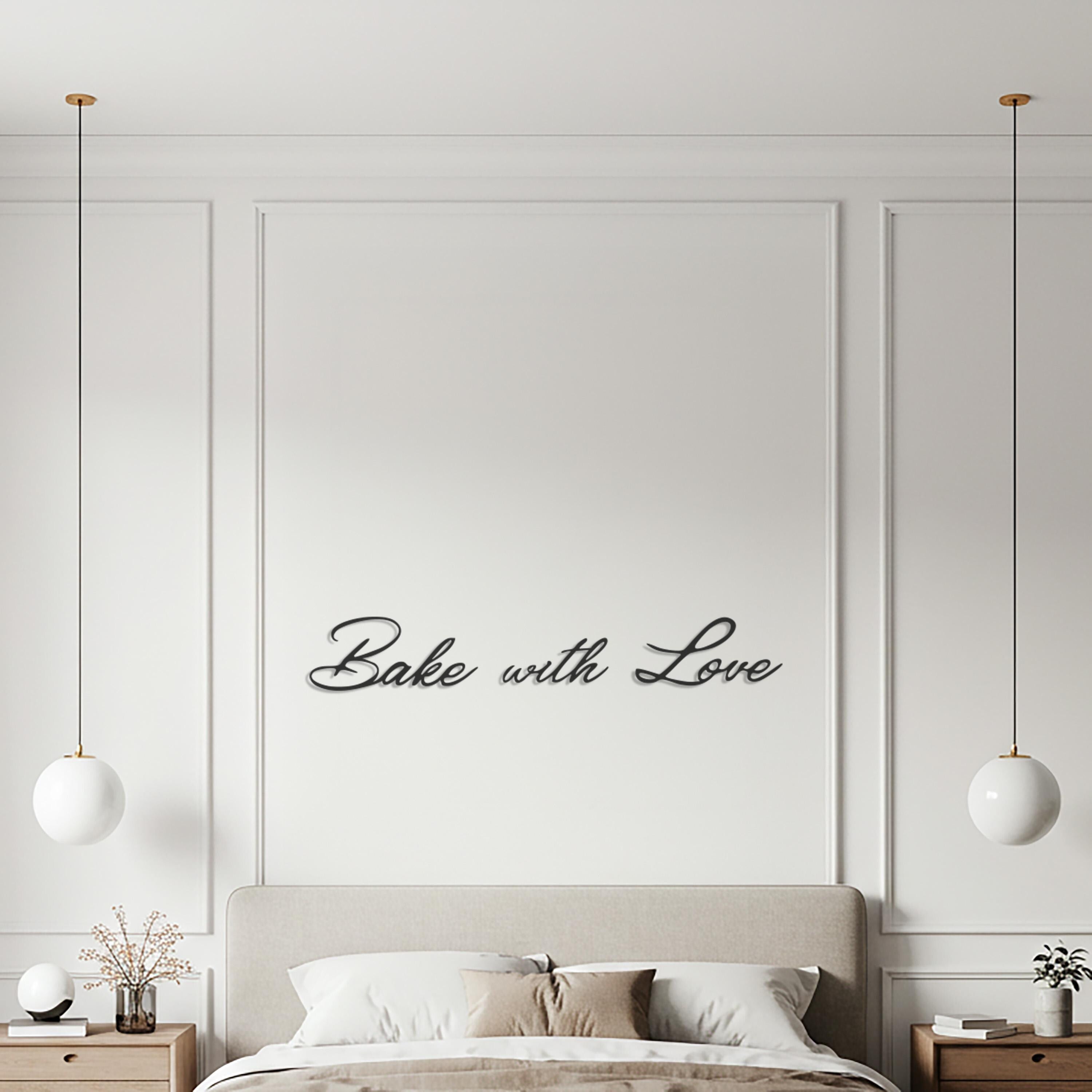 Bake with Love Metal Wall Art – Script Kitchen Decor