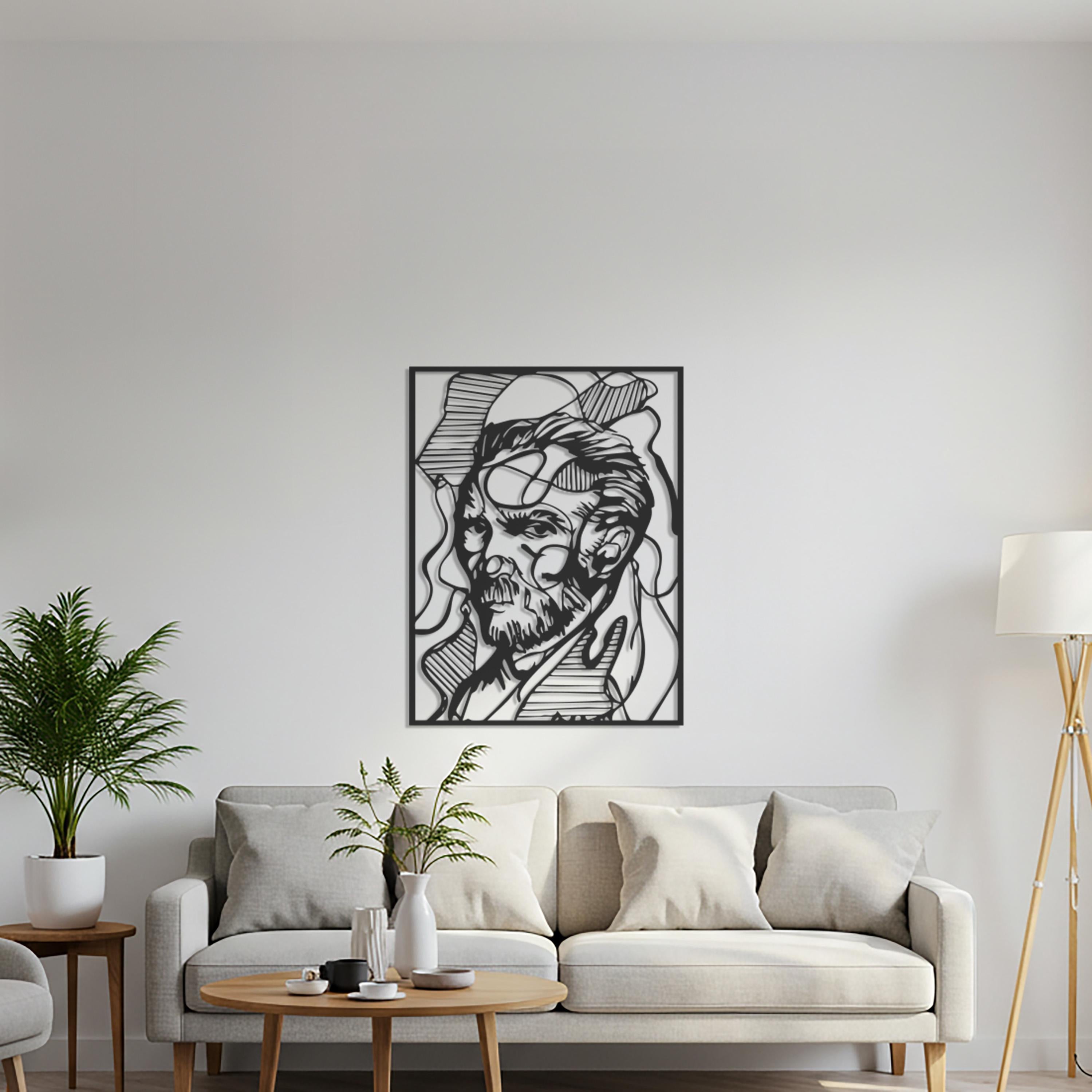 Van Gogh Inspired Metal Wall Art, Abstract Line Portrait