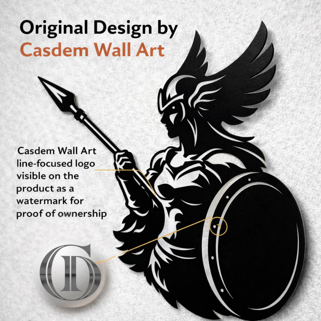 Valkyrie Metal Wall Art, Norse Decor, Gaming Room Art