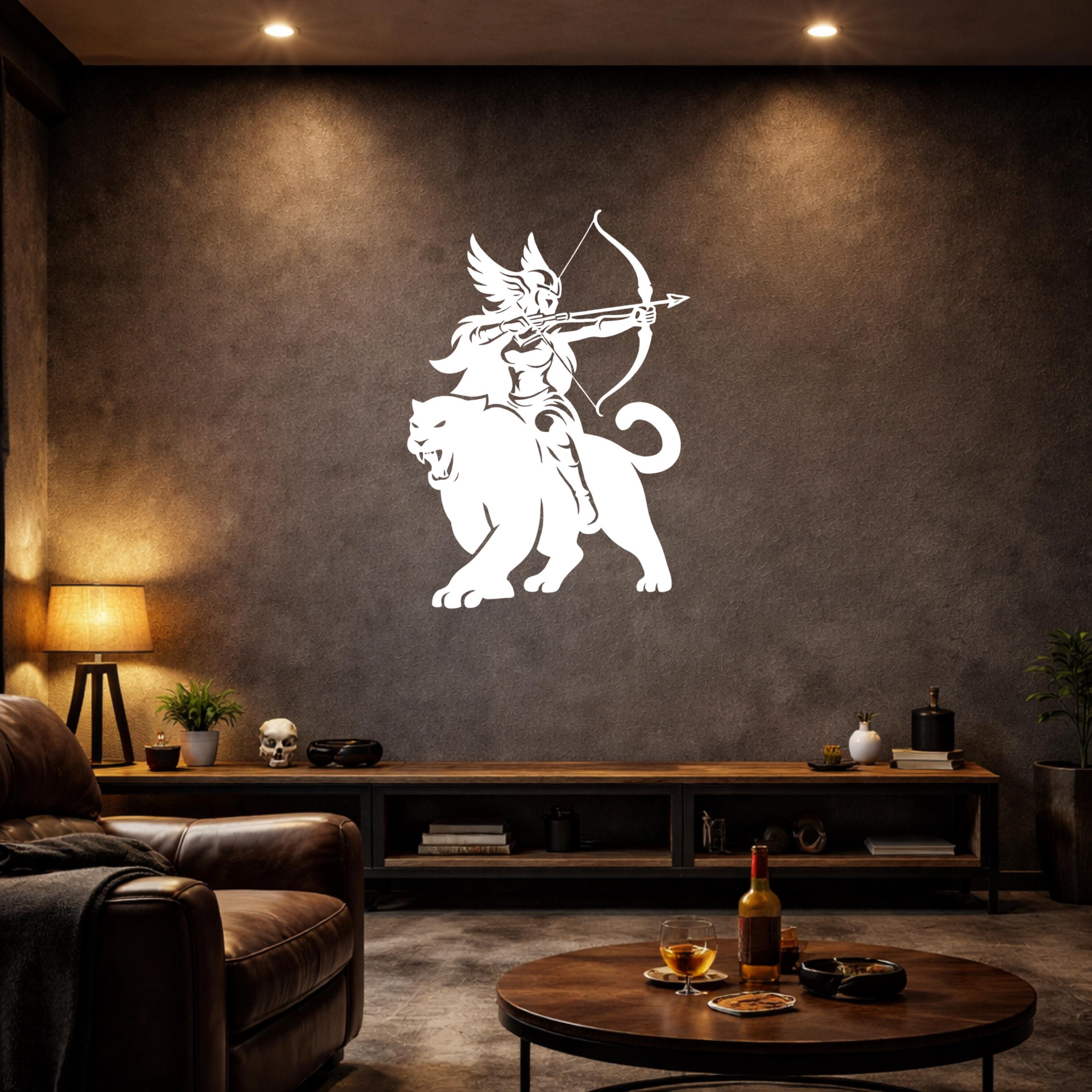 Valkyrie Metal Wall Art, Norse Mythology Decor, Gaming Room Art
