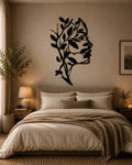 Botanical Woman Metal Wall Art, Floral Silhouette Decor, Nature Goddess Hanging