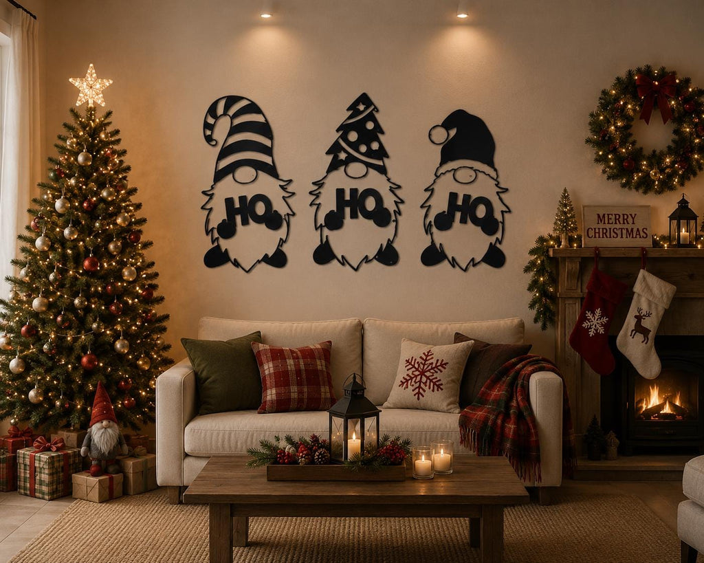 Gnome Christmas Metal Wall Art | Holiday Home Decor