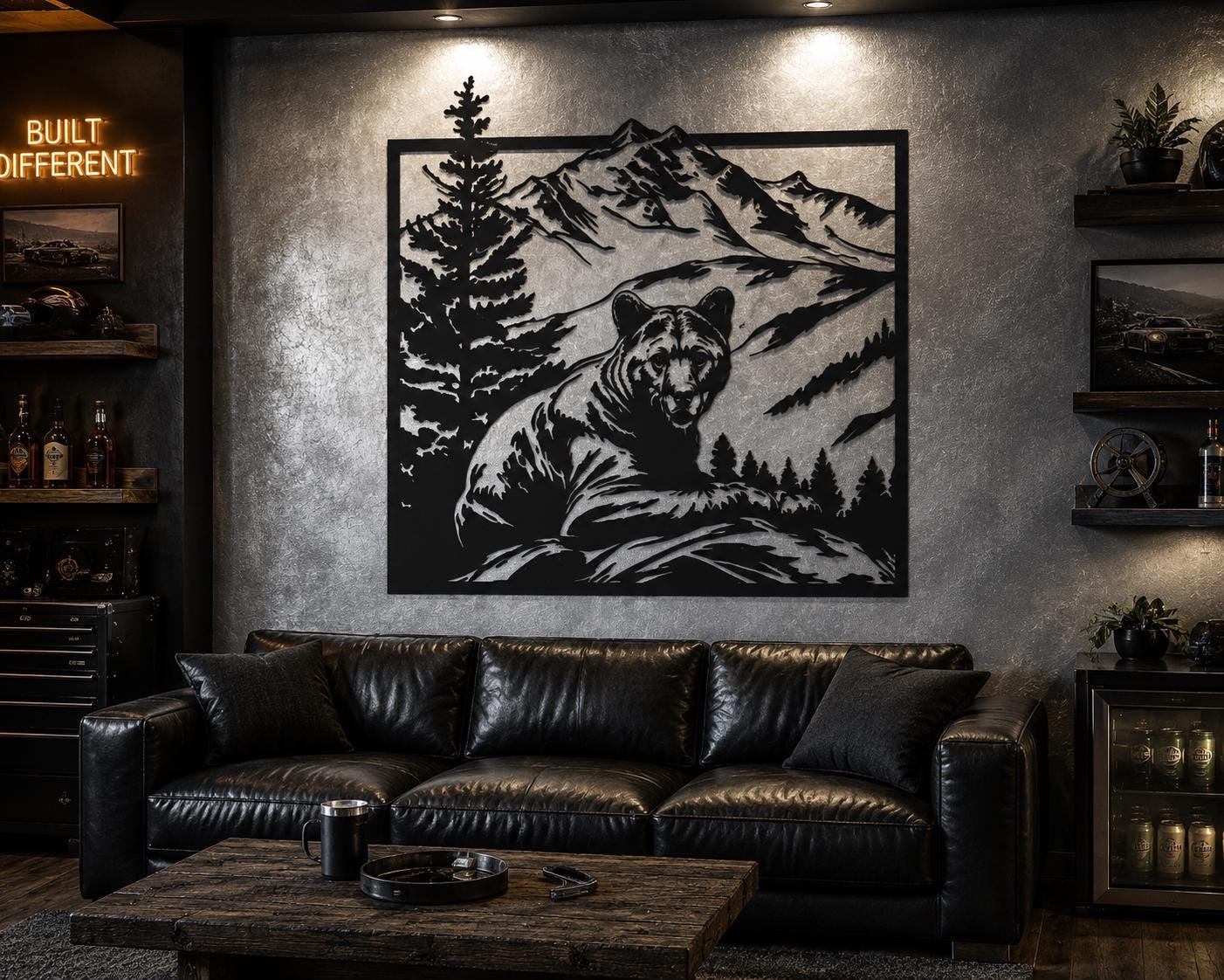 Mountain Cougar Metal Art, Wildlife Silhouette Decor, Rustic Cabin Wall Art