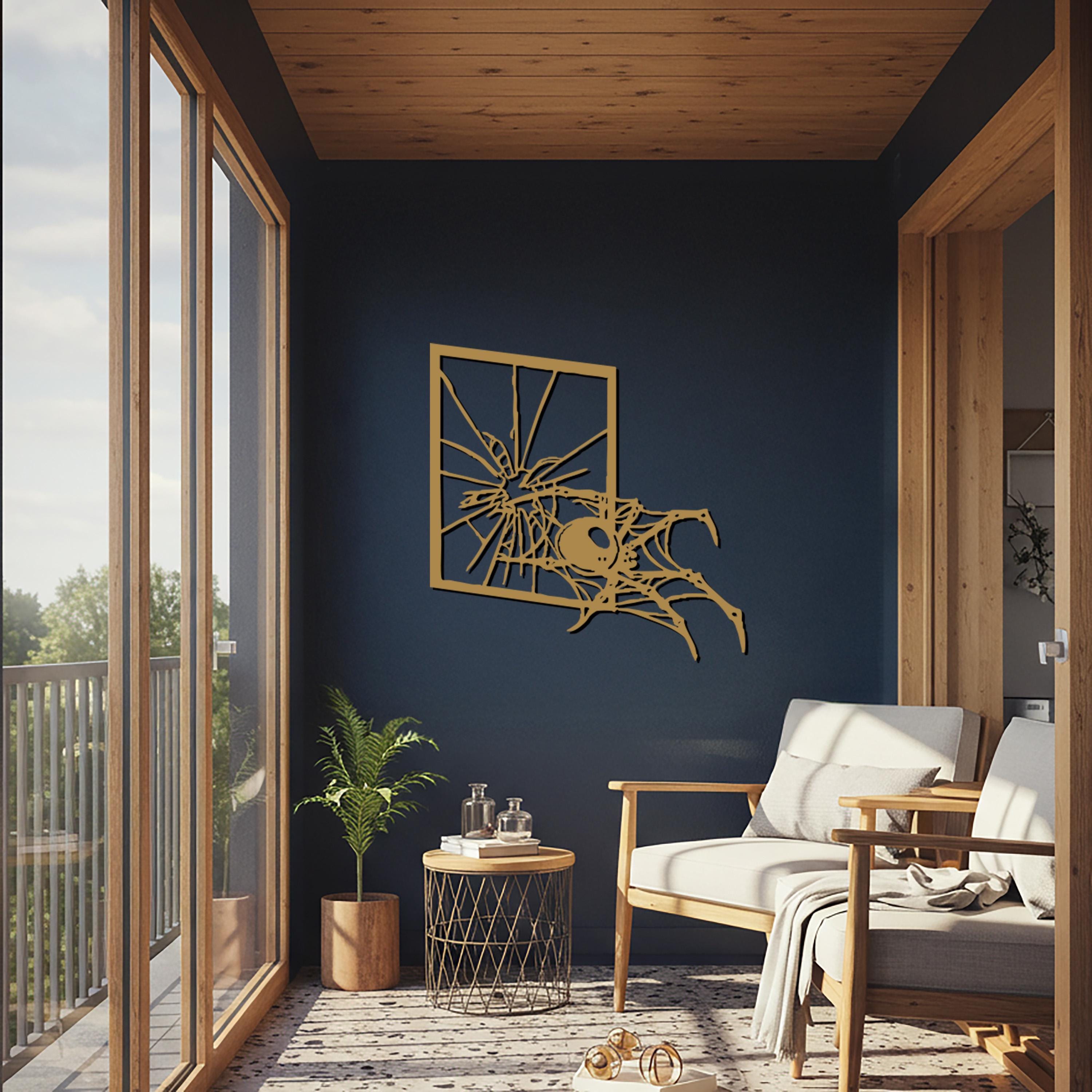 Metal Spider Web Wall Art, Halloween Horror Decor