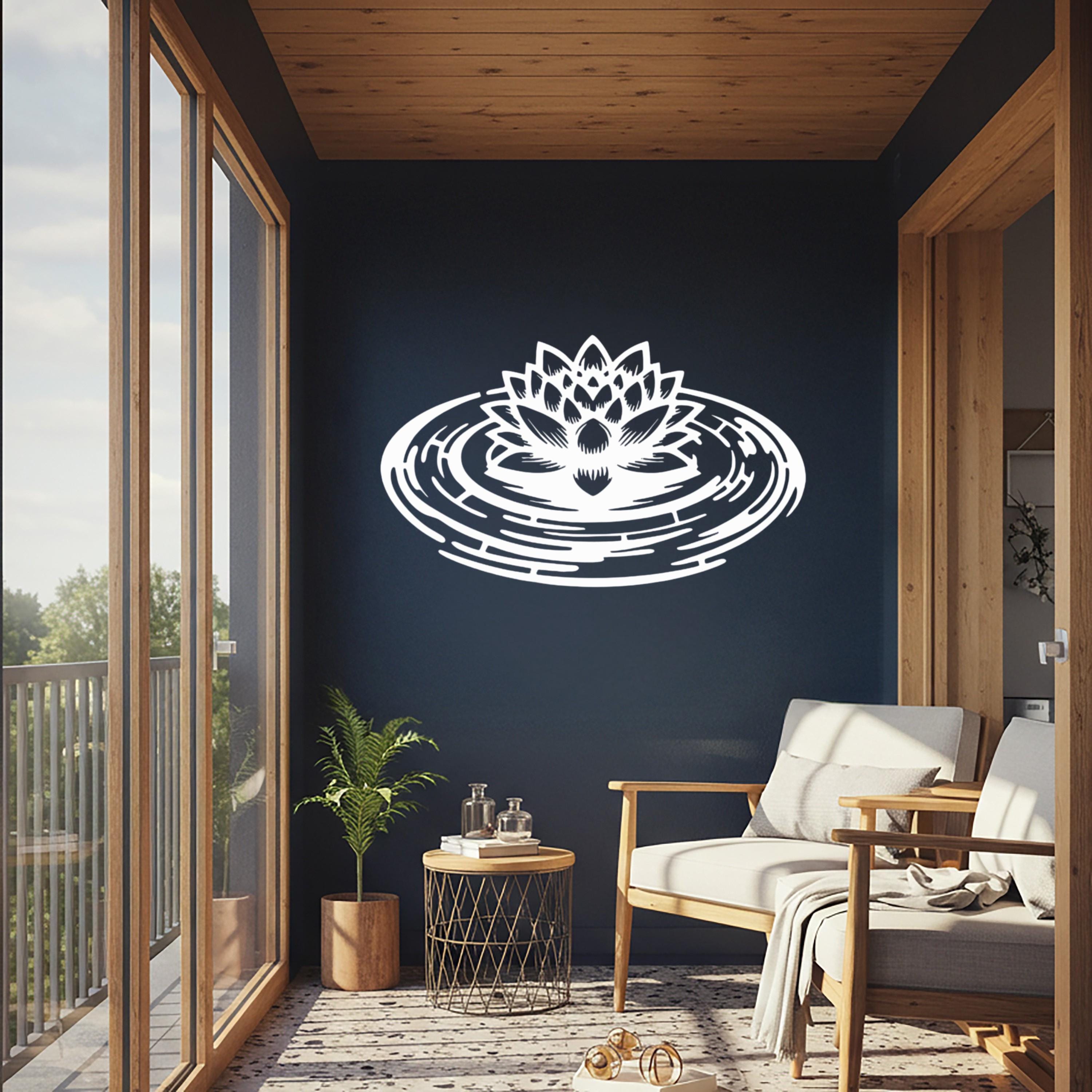 Lotus Flower Metal Wall Art, Zen Boho Meditation Decor, Spiritual Water Lily Home Accent