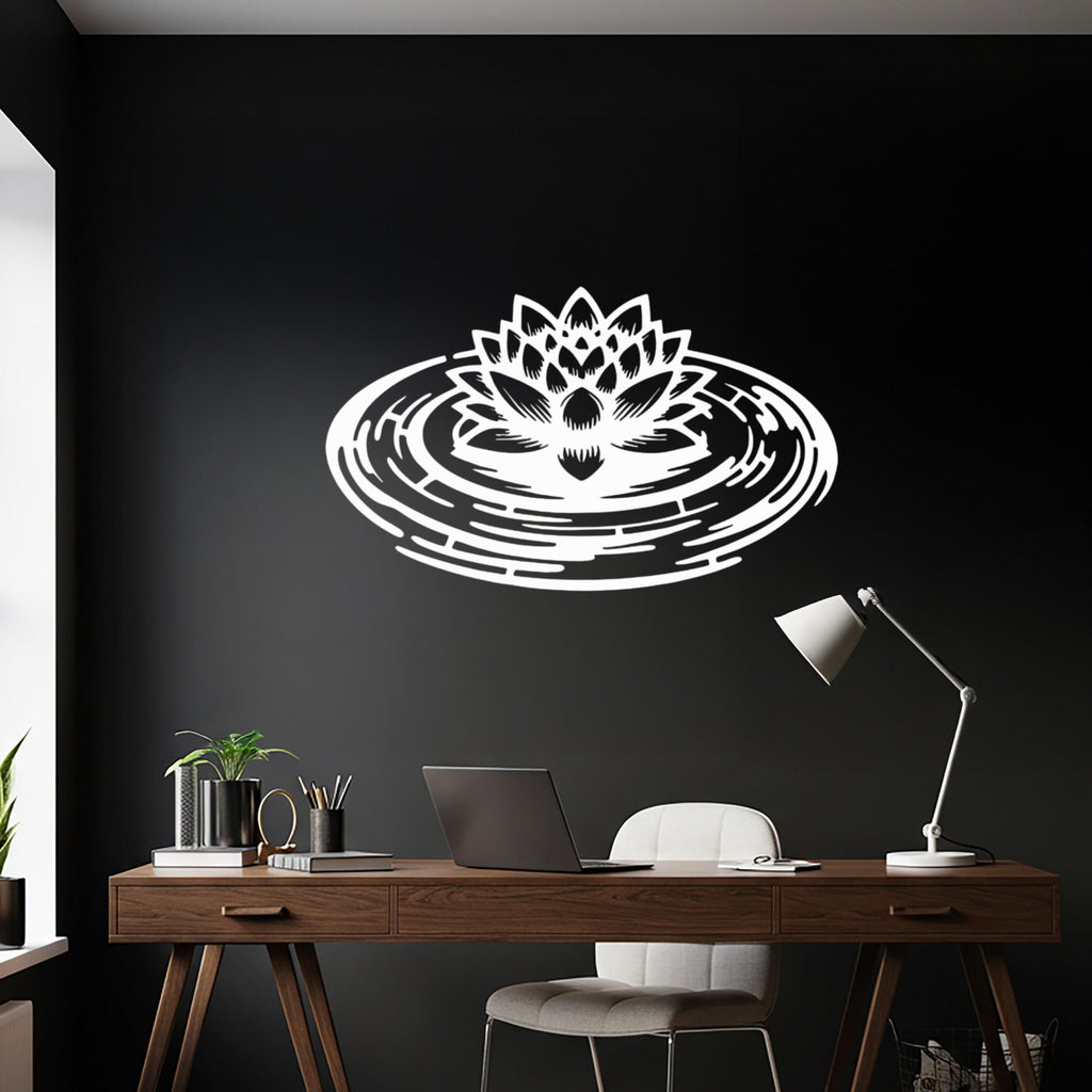 Lotus Flower Metal Wall Art, Zen Boho Meditation Decor, Spiritual Water Lily Home Accent