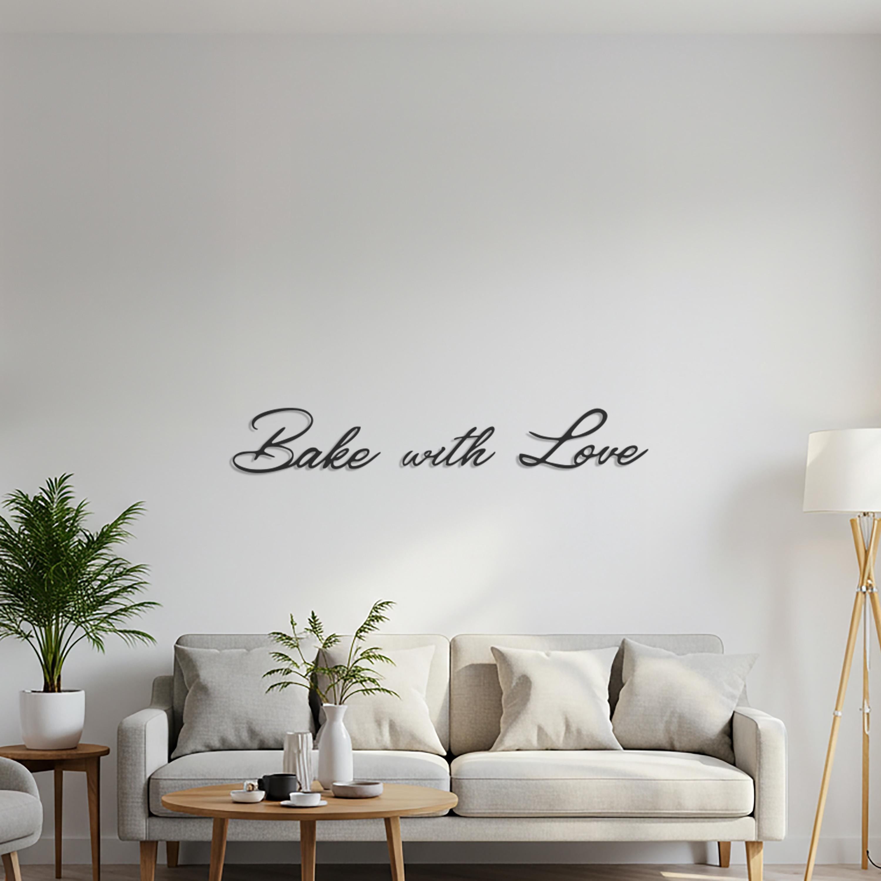 Bake with Love Metal Wall Art – Script Kitchen Decor
