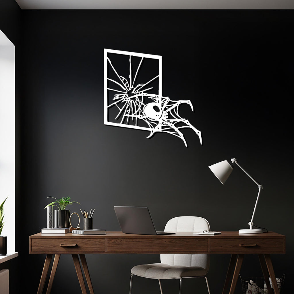 Metal Spider Web Wall Art, Halloween Horror Decor