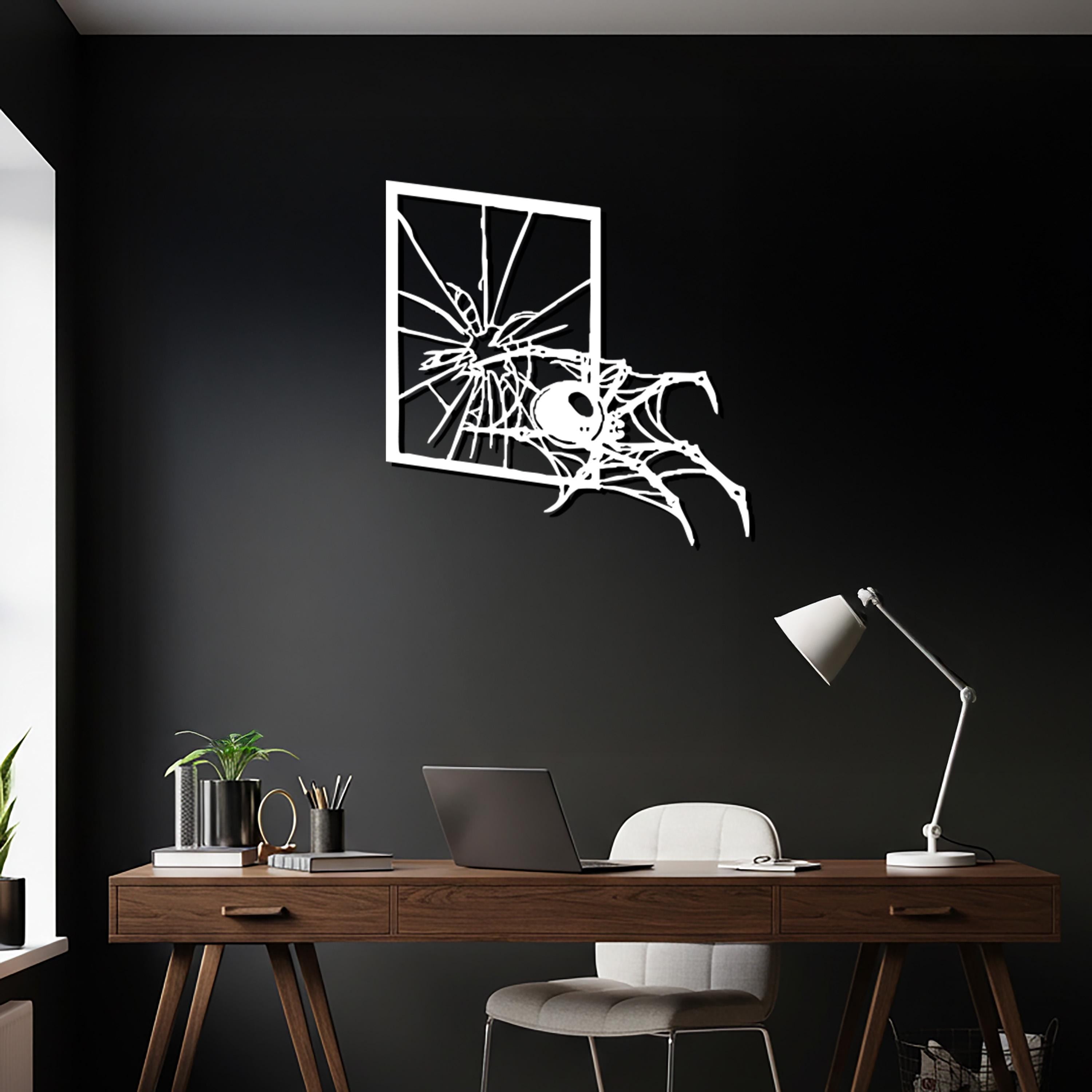 Metal Spider Web Wall Art, Halloween Horror Decor