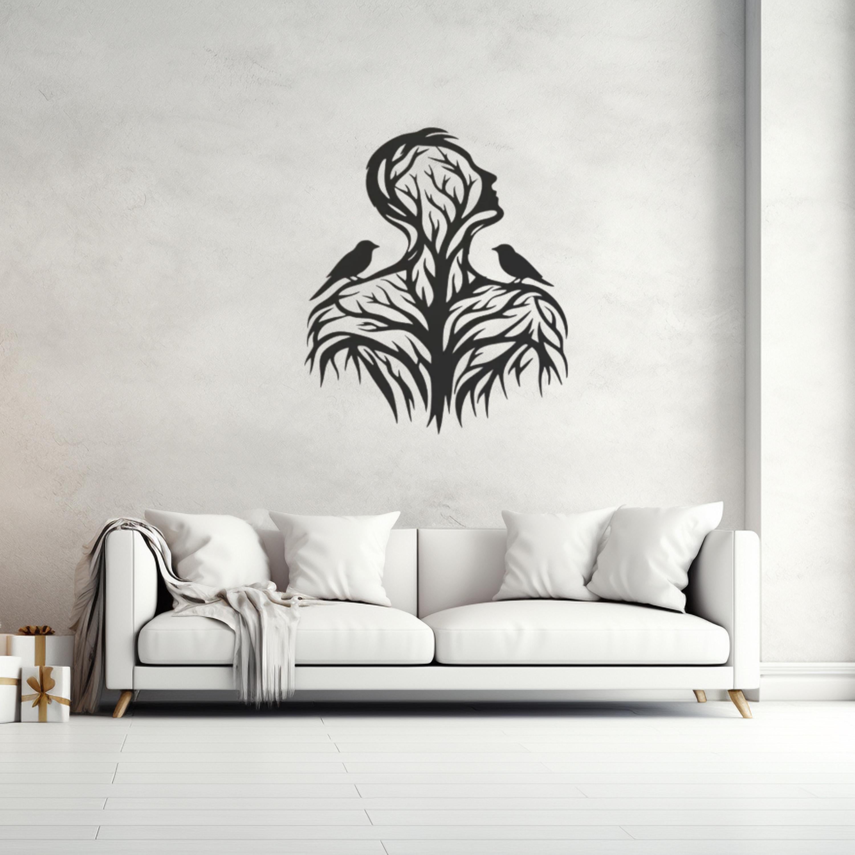 Tree Wall Art  Metal Nature Sculpture,Tree of Life Human Silhouette