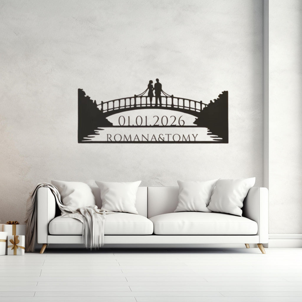 Valentine Personalized Bridge Metal Wall Art – Romantic Gift